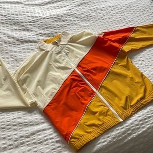 Splits59 Playoff Jacket in Off White, Orange & Bright Orange